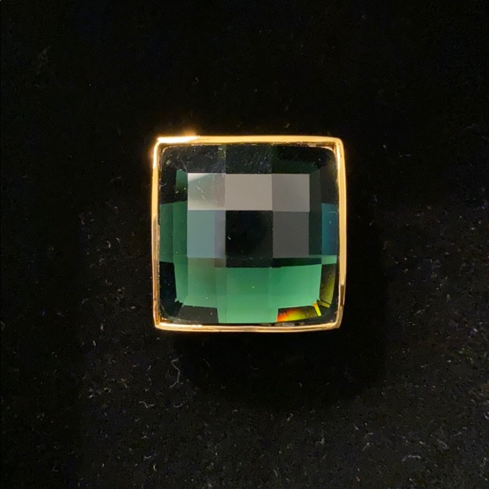balmain x h&m emerald green crystal ring